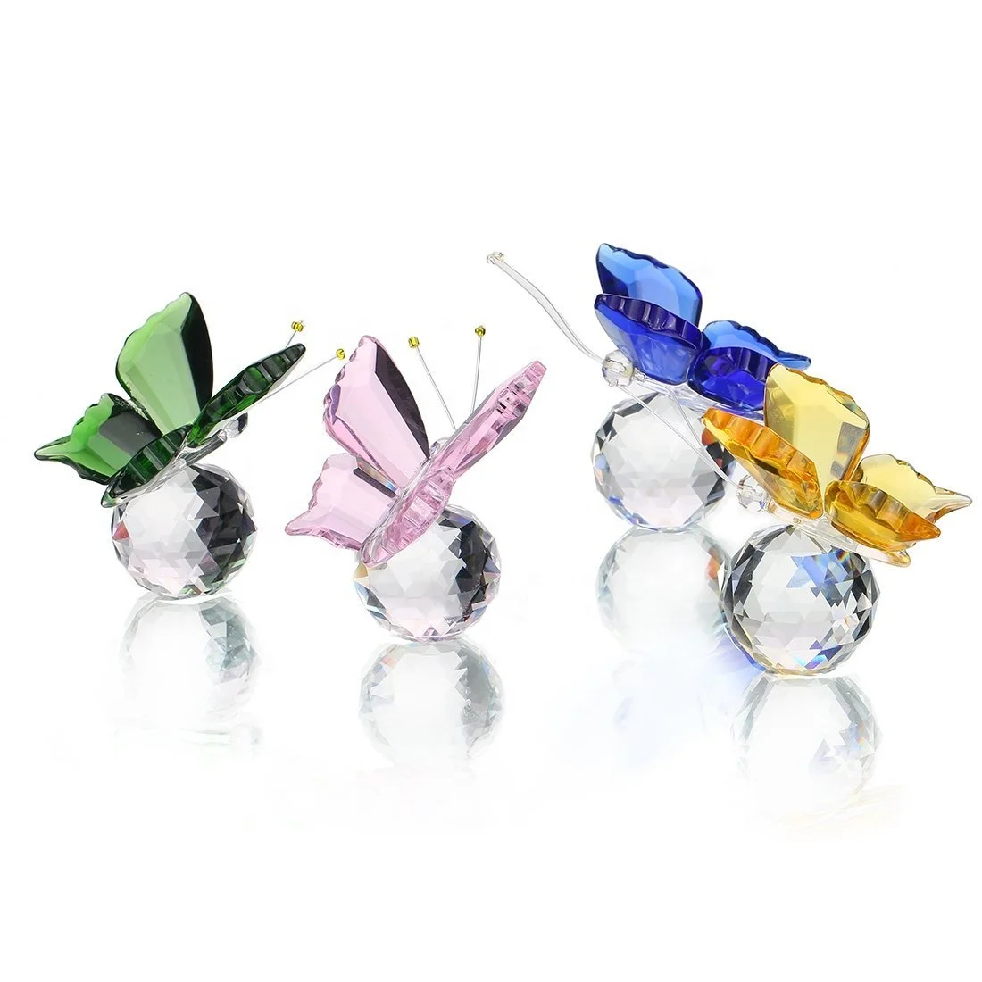 Best selling various colors Facet Shining Crystal Butterflies Figurine Present Day Souvenir gift for wedding decoration