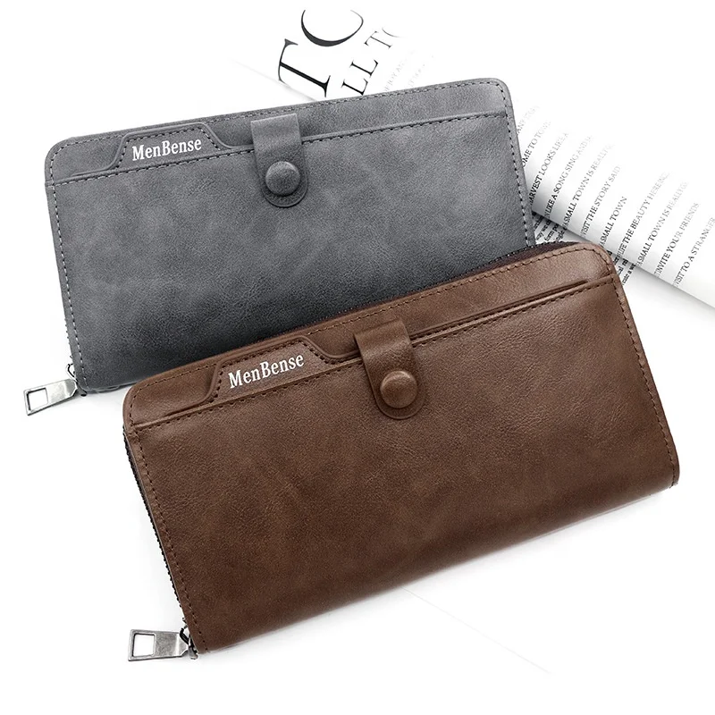 New Arrival Business Long Men Wallet Retro Purse Zipper Large-capacity Clutch Strap Mobile Phone Bag