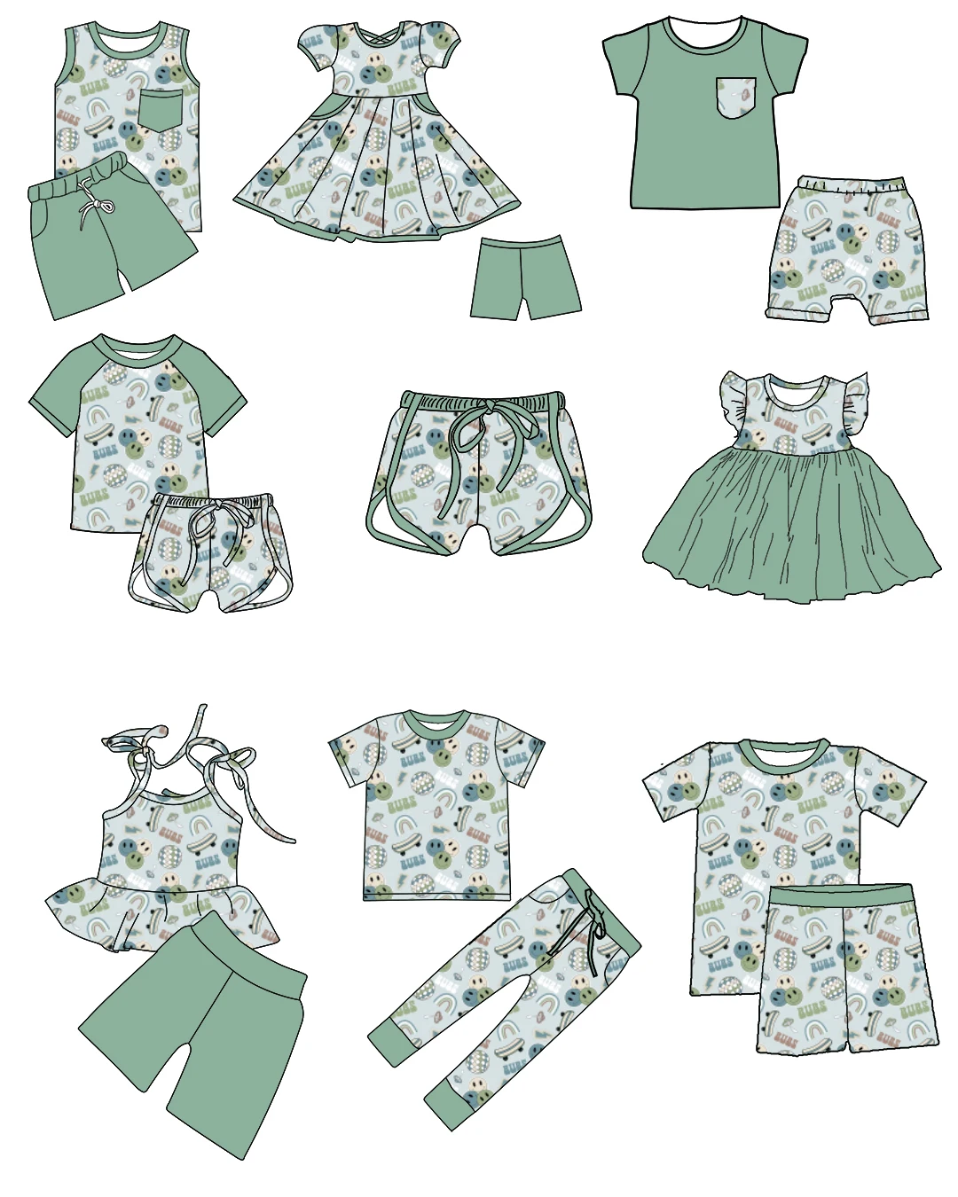 Zs16 smile bubs  print boys summer clothing sets