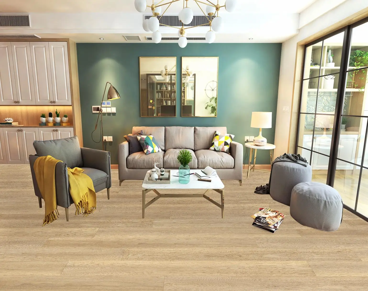 Factory supplier 1220mm width Not self-adhesive Printing Color layer Lamination PVC Film for Vinyl floor