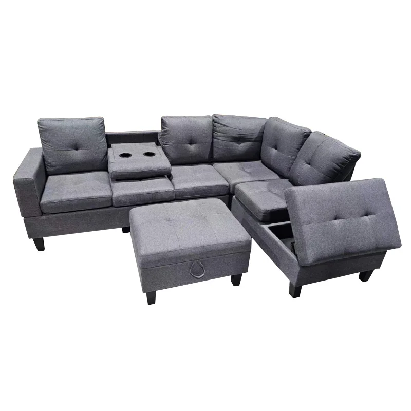 Sectional Couch Convertible Sofa with Chaise L-Shaped Couch Sofa Modular Couch with Ottoman for Living Room Upholstered Cushion