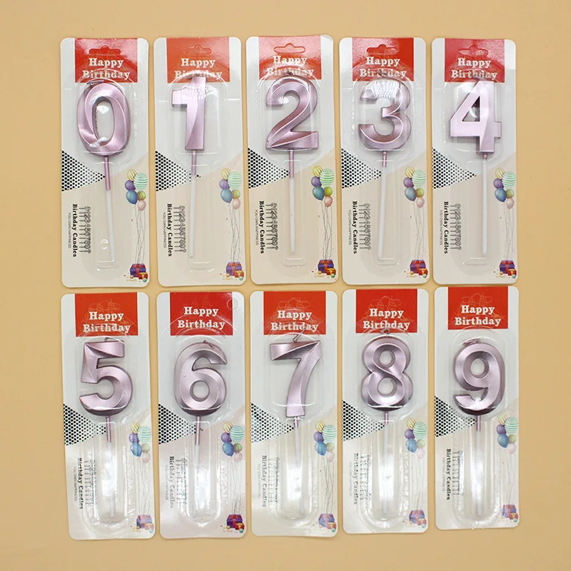 Amazing Handmade Wax Golden Pink Matte Blister Packed Numeral Digital Candles