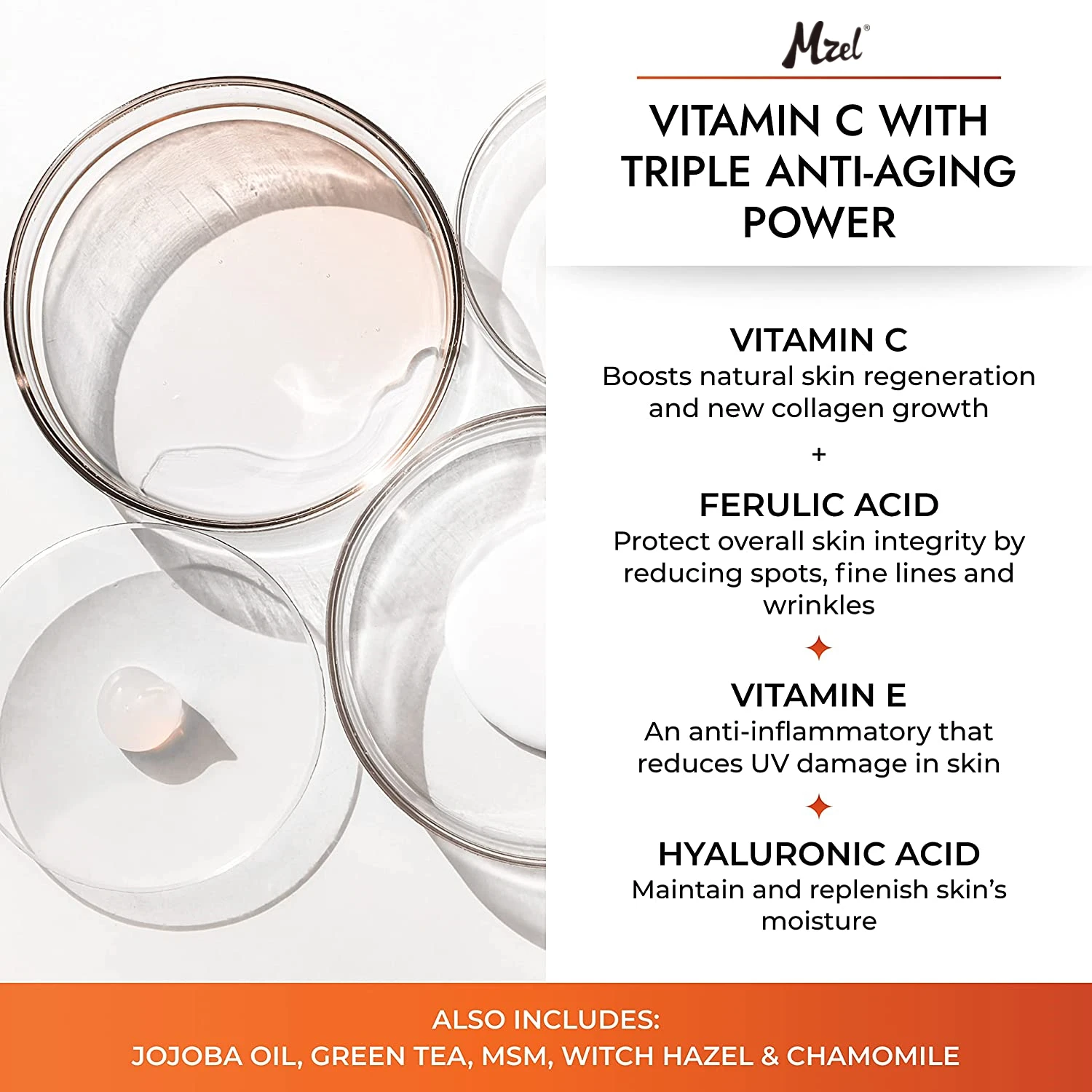 Vitamin C Serum for Face with Hyaluronic Acid, Vitamin E & Ferulic Acid for Women & Men Skin Brightening