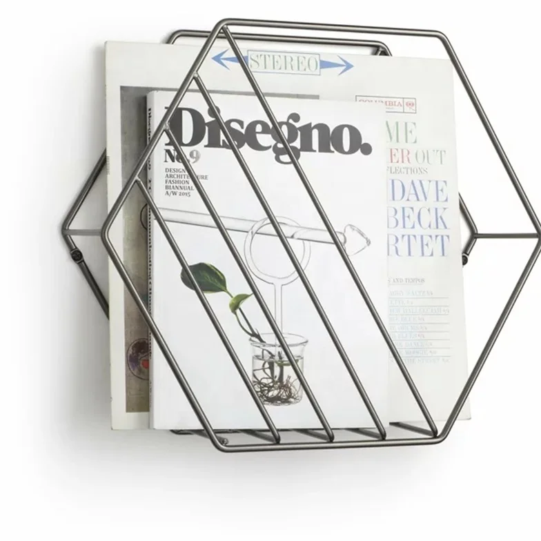 Modern Black Wall mount Newspaper and Magazine Rack Metal wall book holder