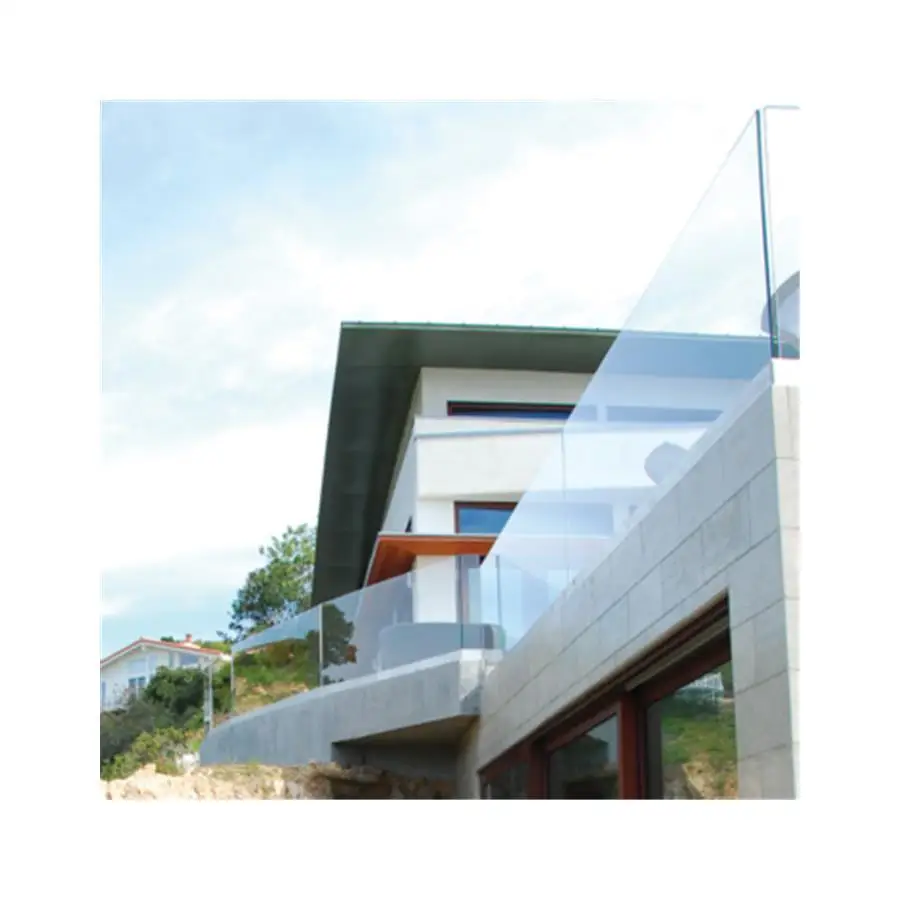 Prima led glass railing with led light strip aluminum u channel profile outdoor balcony stair deck frameless glass baluster