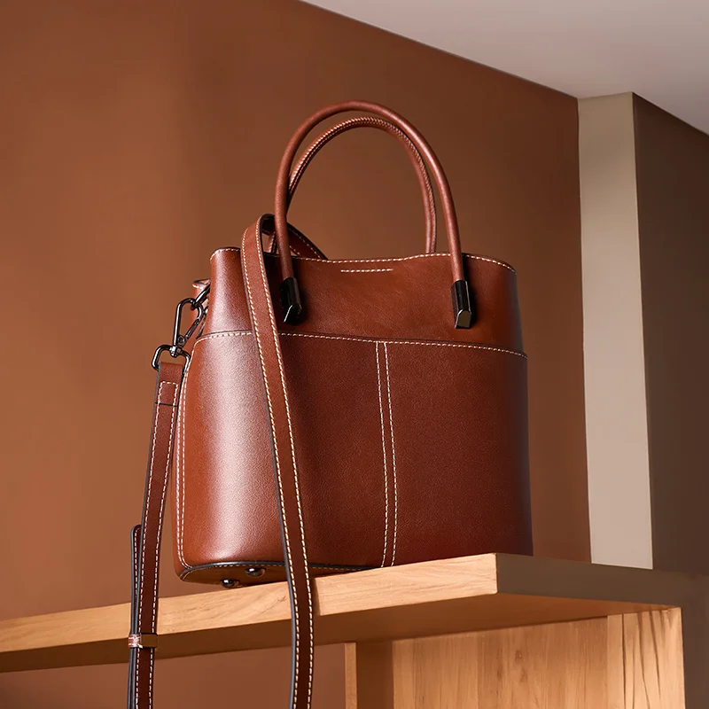 luxury brand ladies purse leather bag cowhide high quality real leather handbags for women