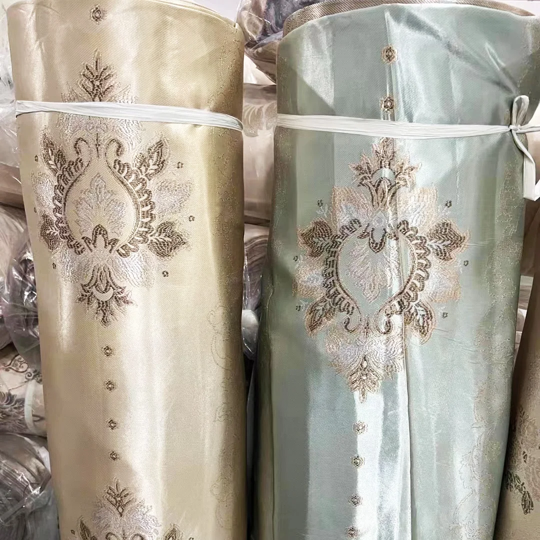 Low MOQ Stock Roller Polyester Jacquard Curtain Fabric Hotel Blackout Curtain Fabric