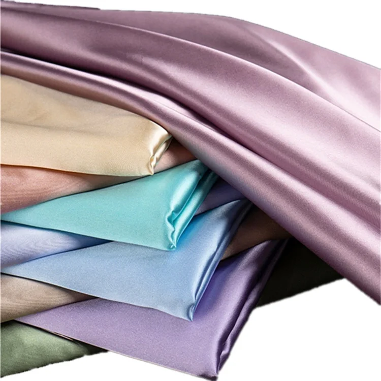 96% полиэстер 4% спандекс 90GSM стретч-сатин пижамы readystock атласная ткань для блузки рубашка вечернее платье для женщин