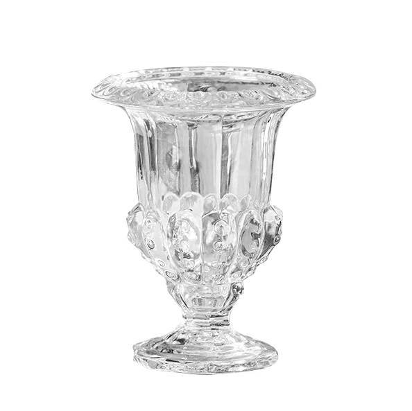 Embossed Diamond Short Stem Luxury French Goblet Glass Vase