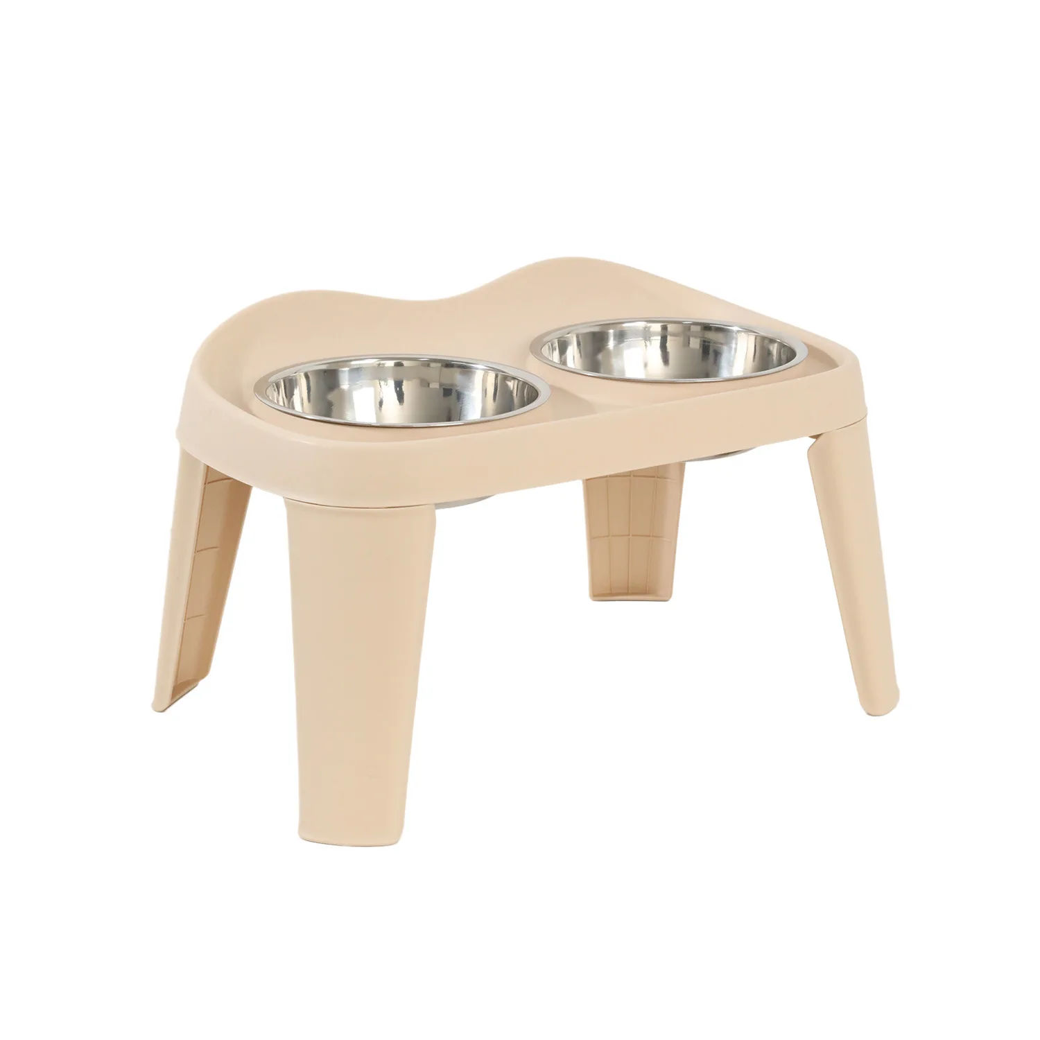Foldable Elevated Dog Bowls Stainless Steel Double Pet Bowl Folding Pup Food Water Feeder