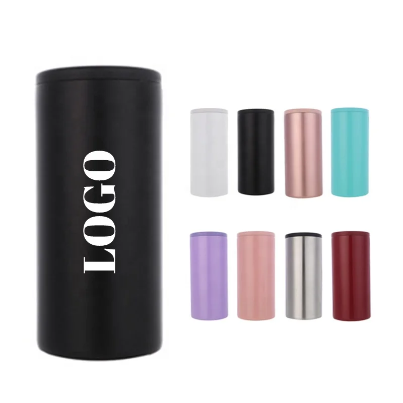 Wholesale Custom Logo 12oz Skinny Straight Cooler Can Stainless Steel for Beer & Beverages Slim Drink Sleeve Holder