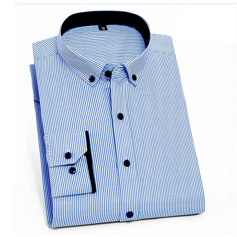 Classic casual  Double  collar botton down shirt men fitted dress shirt
