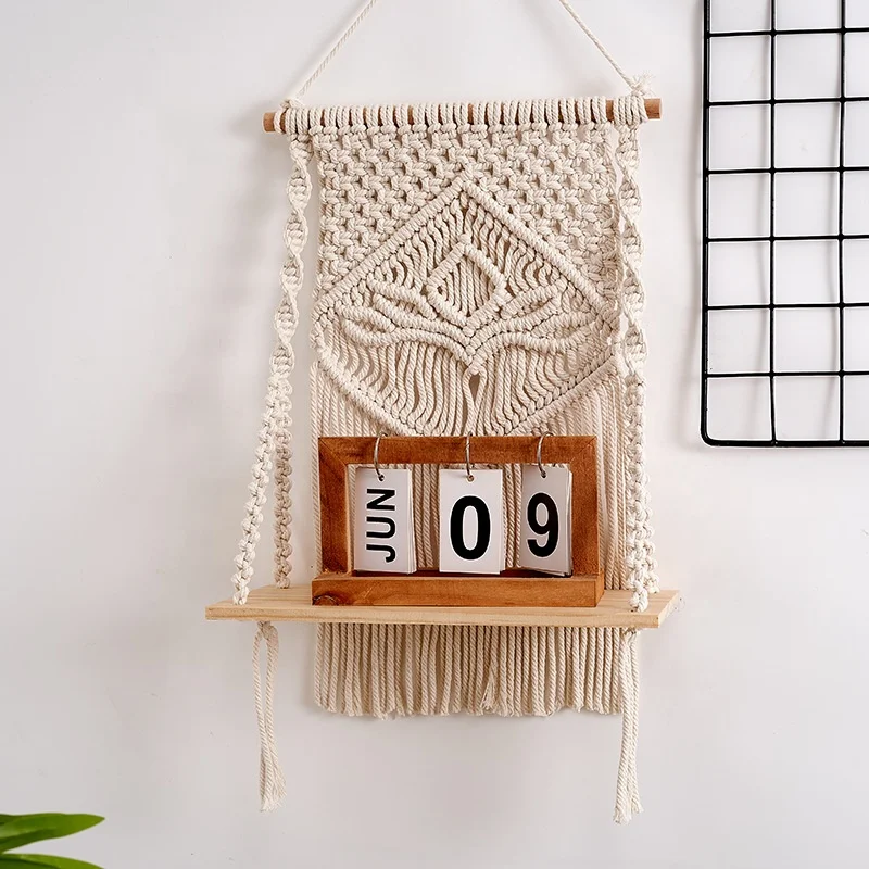 Home decoration Handmade Macrame Wall Hanging Shelf Boho Indoor Rope Plant Hanger Holder