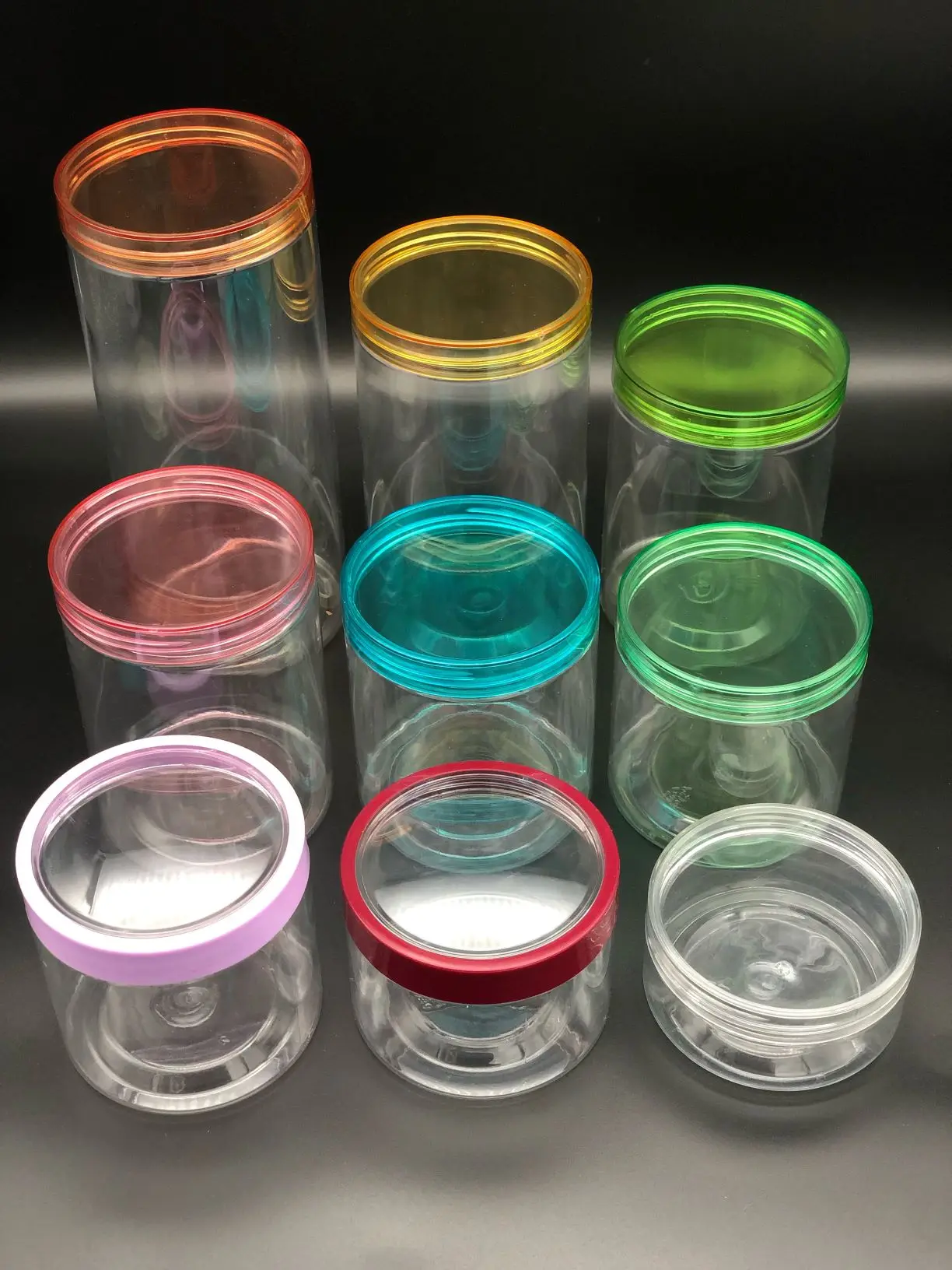 Manufacturer PET Clear Empty Plastic Cosmetic Jars Food Container With Aluminum/Plastic Lids