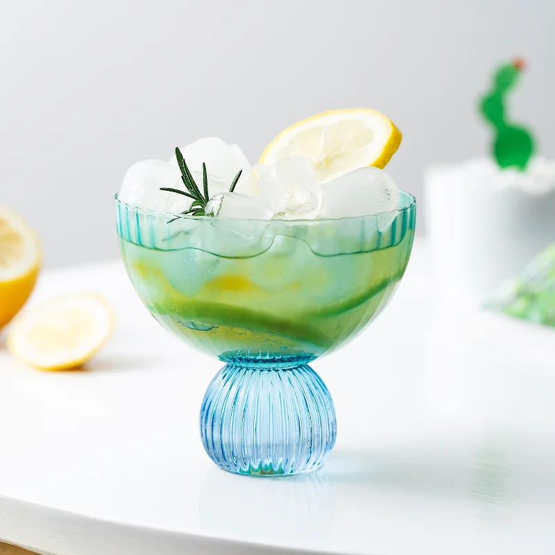 Raymond Vintage Retro Style Garden Goblets Crystal Wine Glasses with Wooden Stem Handcrafted Cup and Glassware