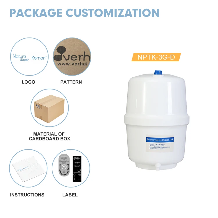[NPTK-3G-D]Food grade reinforced PP RO Pressure Tank RO Water Filter Storage Tank With tyre valve core