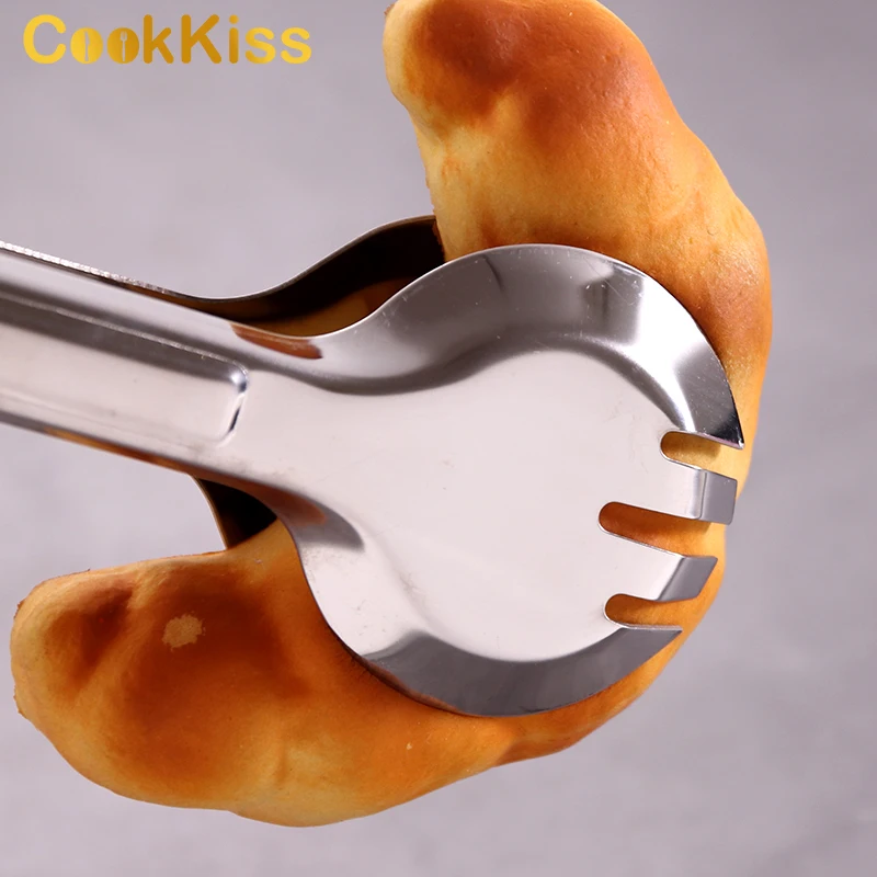 Kitchen Serving Tongs Set Digital Bbq Mini Korean Curved Bread Stainless Steel Food Tong