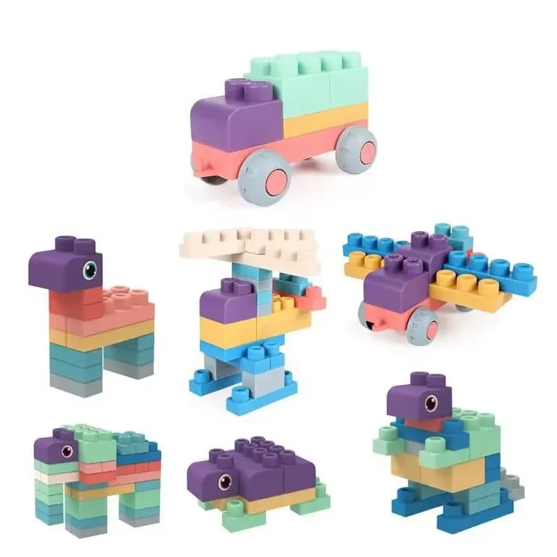 Custom made soft toy 80PCS Silicone Soft Rubber Building Blocks Toys Big sensory educational toys