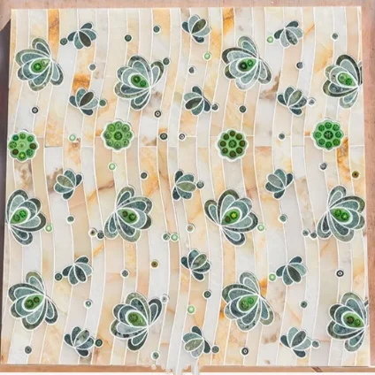 Modern Design Marble Mosaic Wall Glossy Natural Stone Glass Art Flower Butterfly Motif Interior Wall Whole House Mosaic
