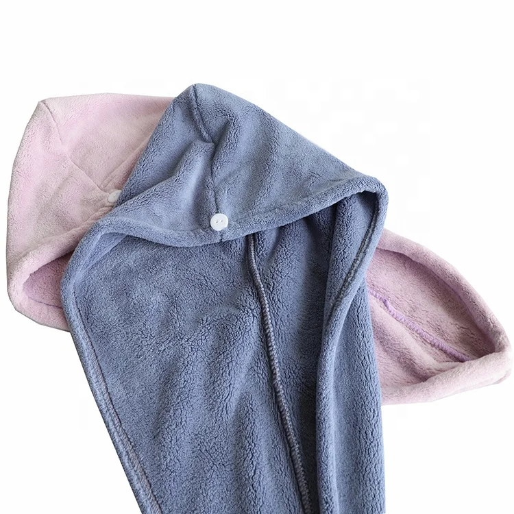 Полотенце для волос из кораллового флиса, Быстросохнущий сухий тюрбан для сушки волос, Розовый Портативный мягкий