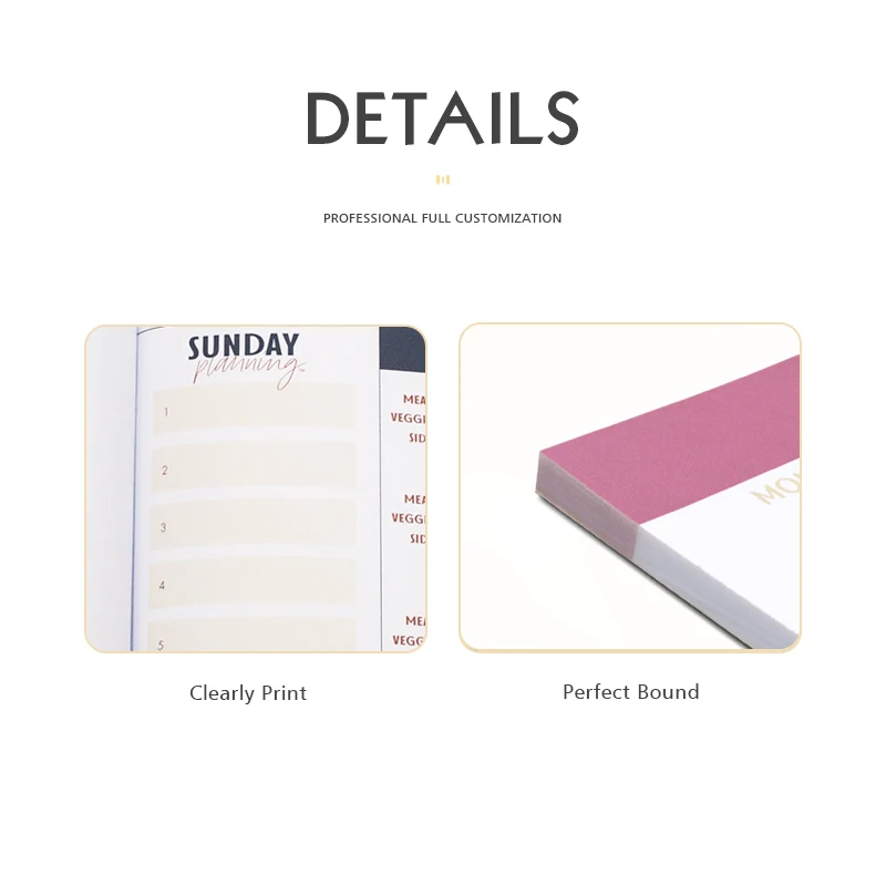 Printing Service Custom Cardboard Cover diary notebook weekly monthly planner calendar notepad