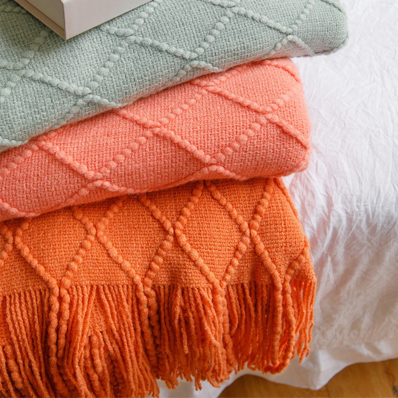 Custom Wholesale Cheap Boho Throw Chunky for Sofa Knitted Blanket for Home Decor