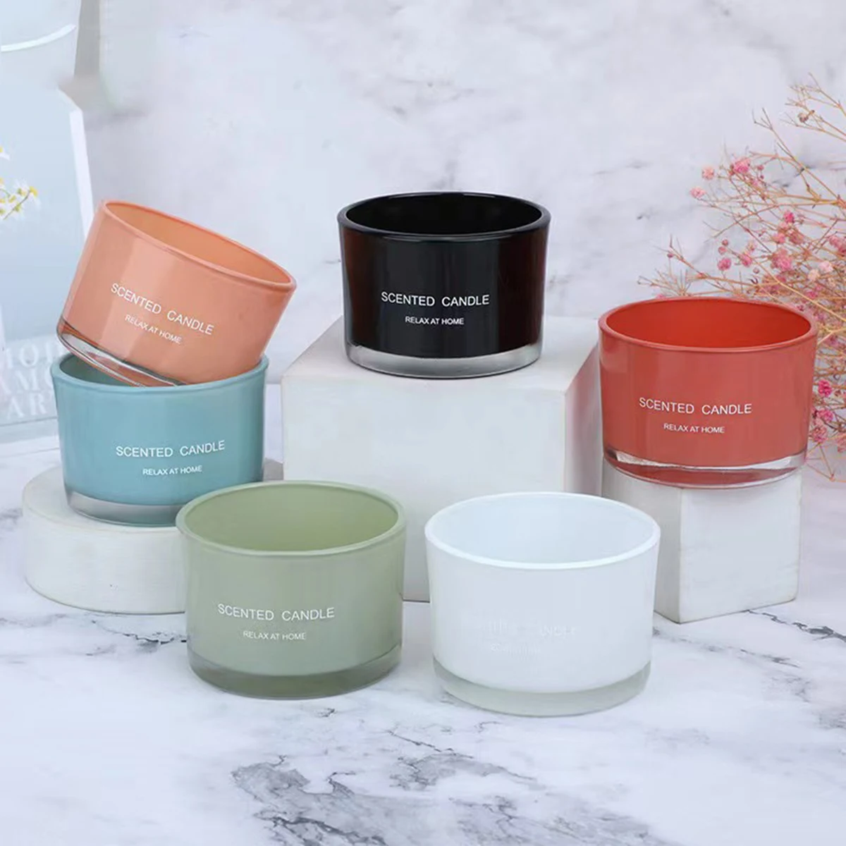 Wholesale candle jars luxury with lids cylinder dome cover candle jar square glass jar for candle