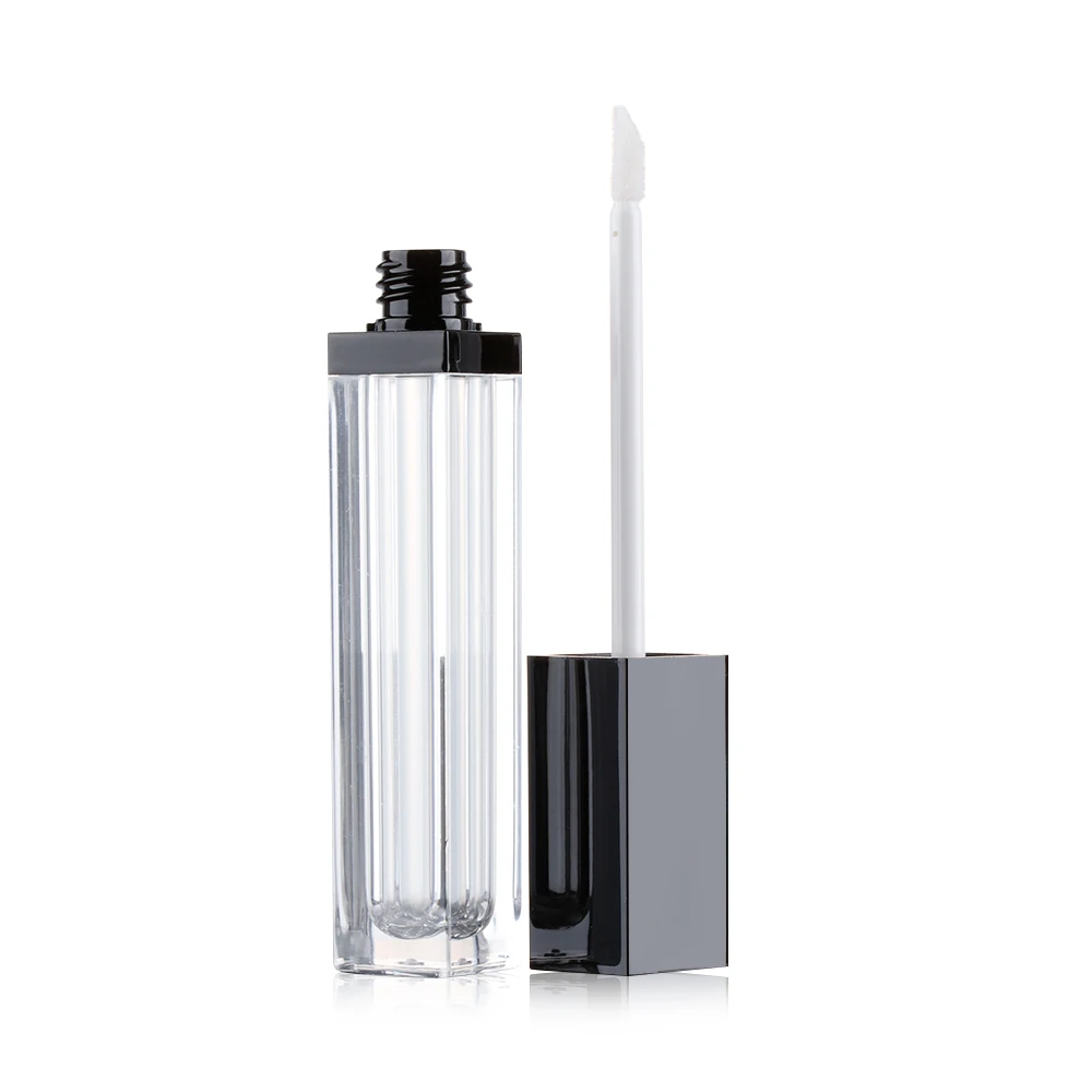 Eco Friendly Custom Logo Printed White Black Clear Packaging Private Label Cosmetic Wand Plastic Empty Lip Gloss Tube Container