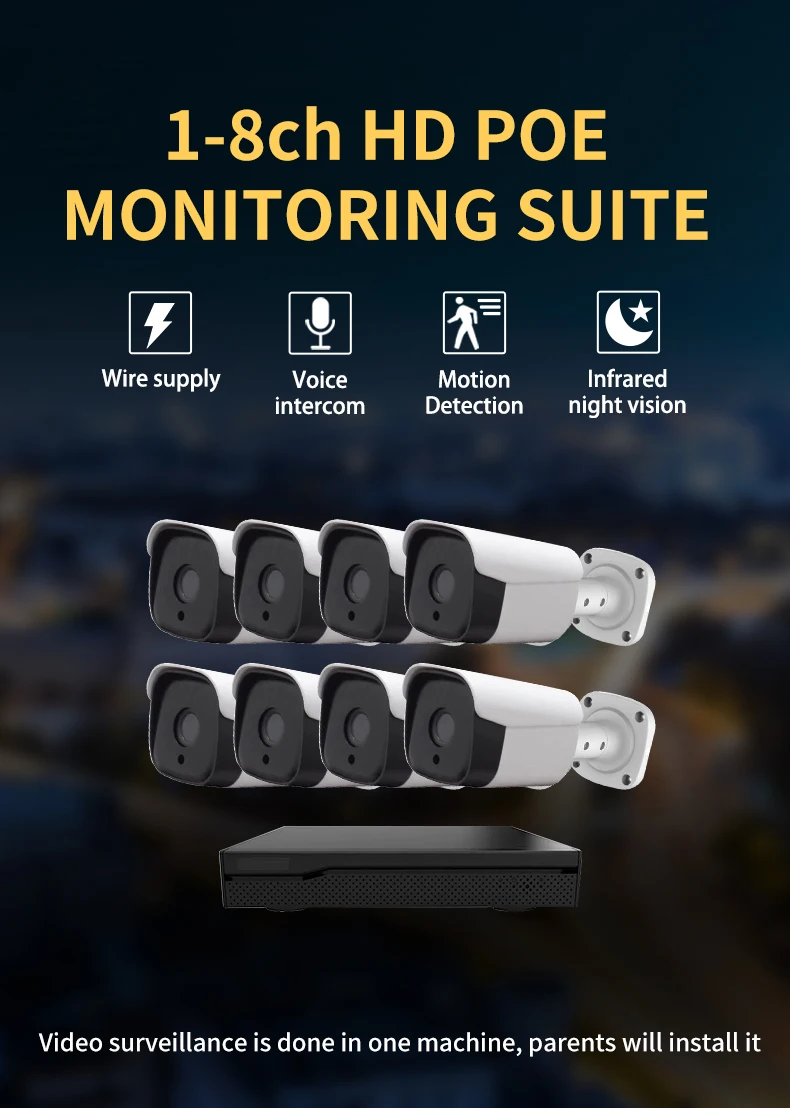 8 каналов Мп 360 HD домашний наружный сетевой видеорегистратор poe ip 4k система