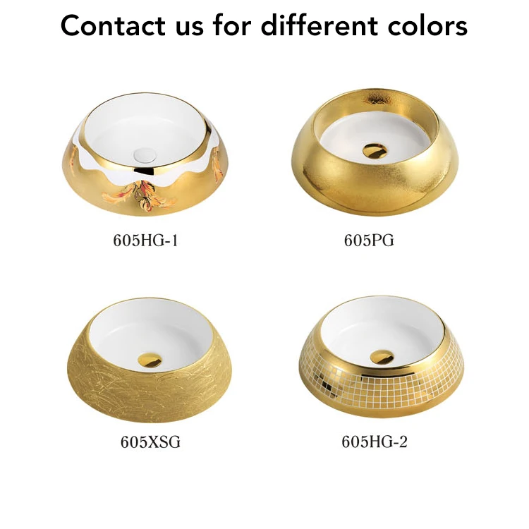 HEGII porcelain round counter top decor plating rich gold luxury ceramic bathroom sink bowl washbasin hand wash basin for hotel