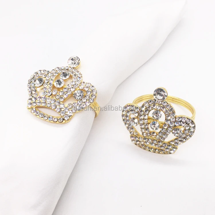 Hot Sale Fashion Rhinestone Crown Shape Napkin Ring For Wedding