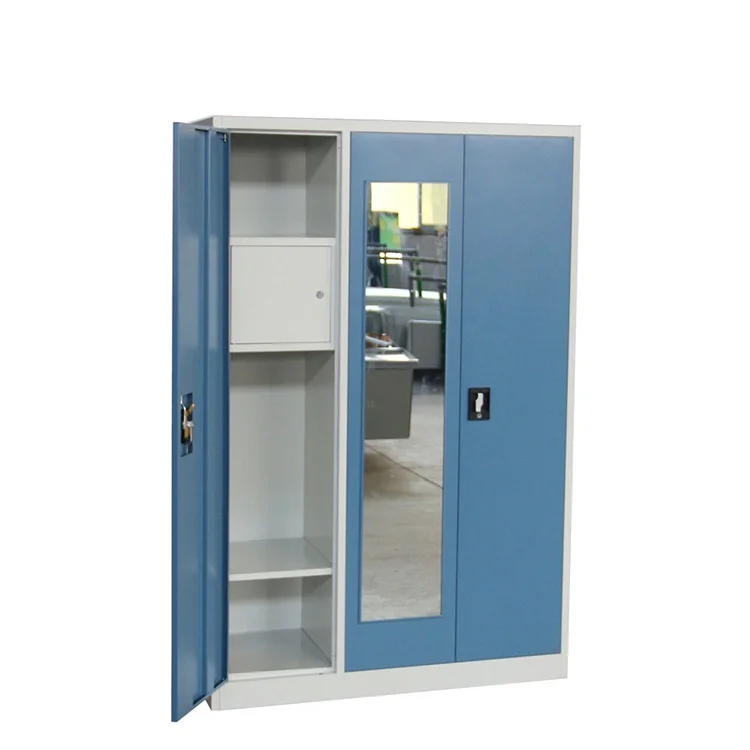 Style Home Furniture Wardrobe 3 Doors Muilt-founction Bedroom Metal Steel Indian Wardrobe Cabinet Modern Customized Color 30
