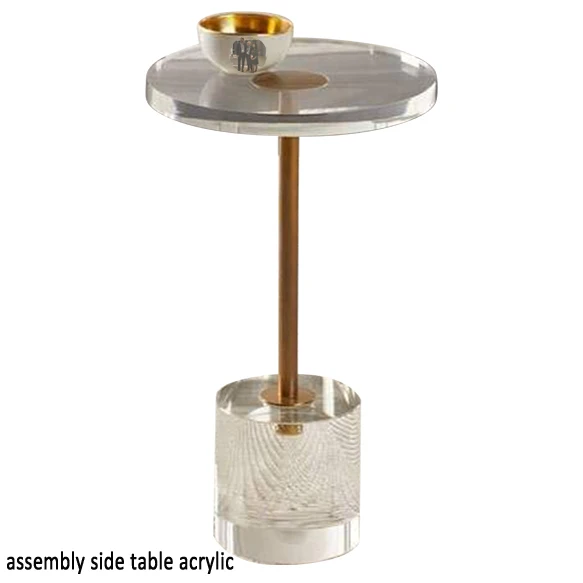 Living Room Furniture Luxury Decorative Round Mini Modern Low Clear Acrylic Coffee Small Side Accent Table