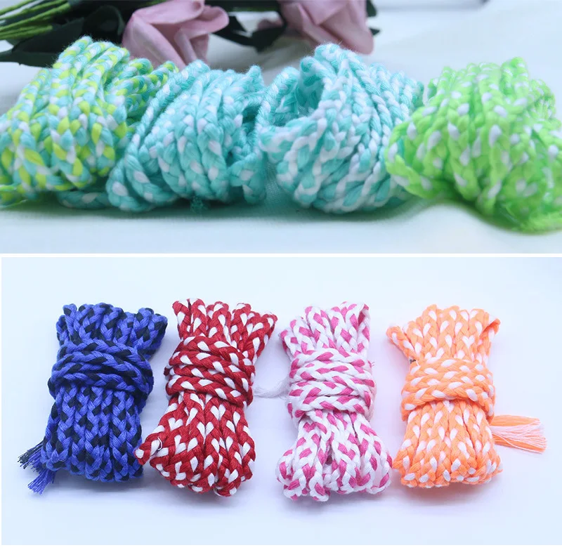 Mixcolor 5mm three-strand braid rope Curtain tying rope clothing accessories colorful braided flat rope