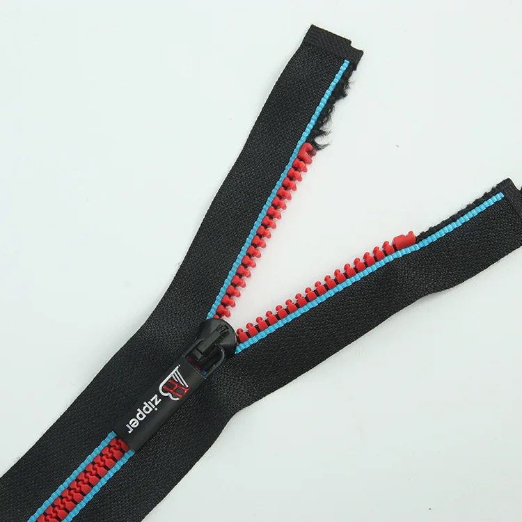 5No.8No. Special cloth edge resin zipper Mixed color woven belt coat plastic zipper open-end Cylindrical tooth plastic zipper