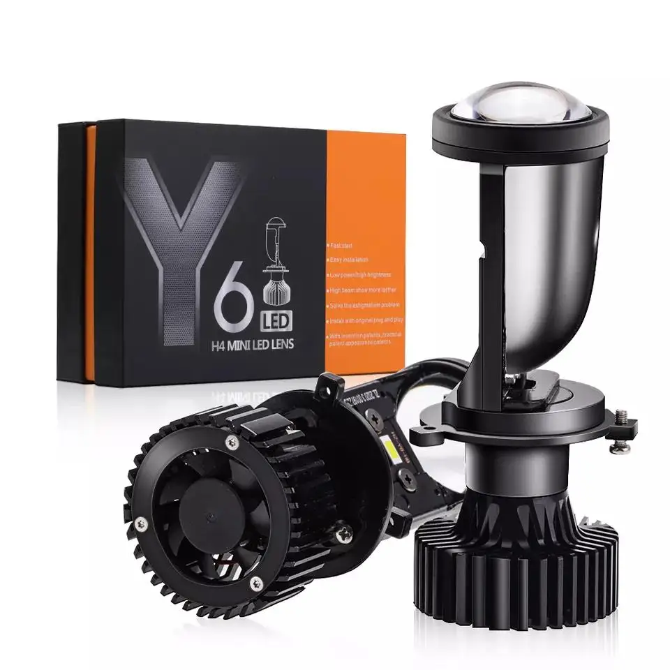 2022 popular LED Headlight Mini Y6D Projector Lens High Low Beam H4/9003/HB2 Perfect Cut-Off Line with canbus For modification