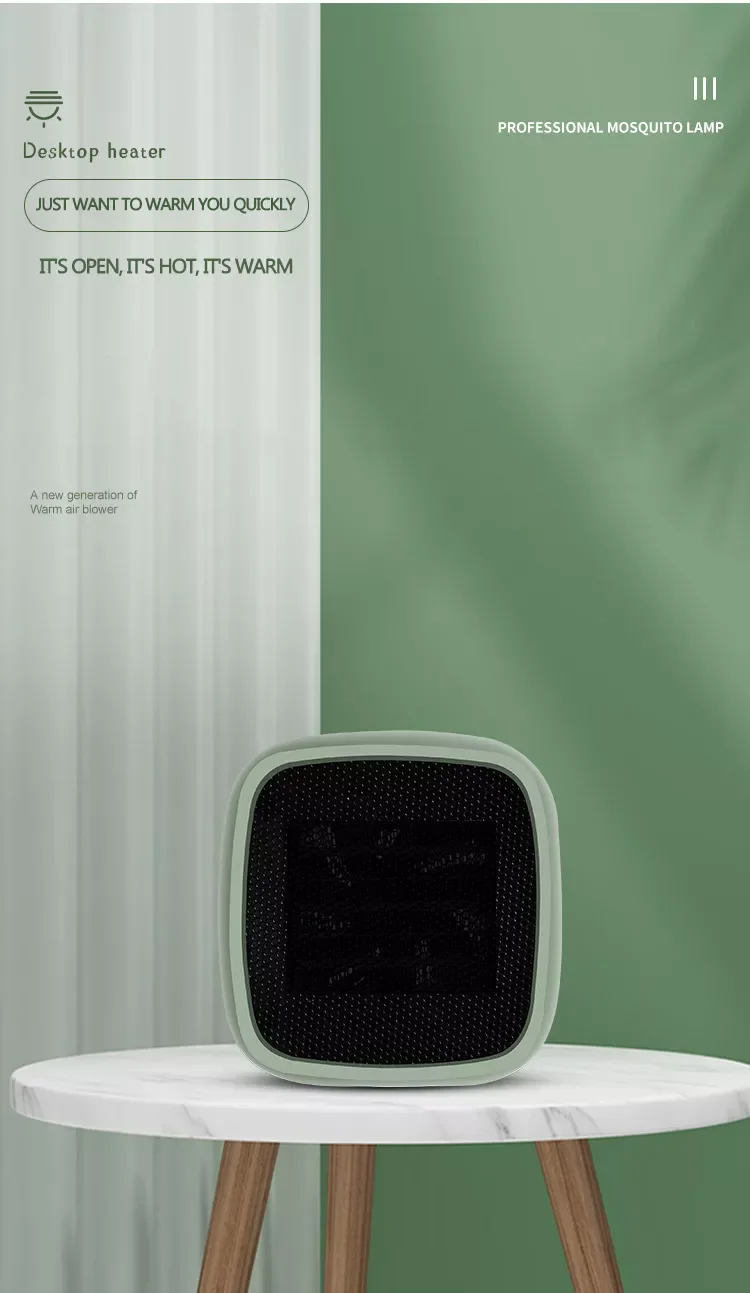 220v Electric Heater Adjustable Thermostat Personal Space Ptc Ceramic Heat Element Portable Mini Desktop Fan Heater