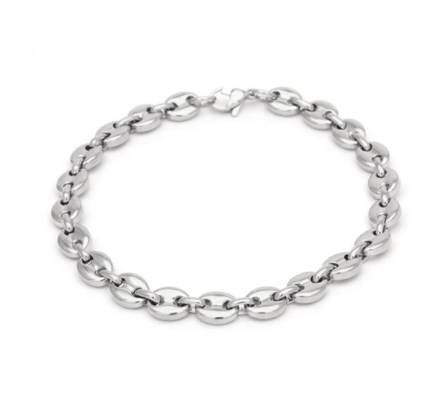  New Trending Punk Hip Hop Style Stainless Steel Chain Jewelry 18k Gold Plated Coffee Beans
