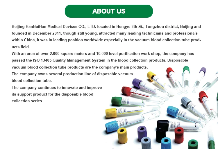 HBH Best Selling Hospital Medical Supplies Vacuum Blood Collection Tube Heparin Tube