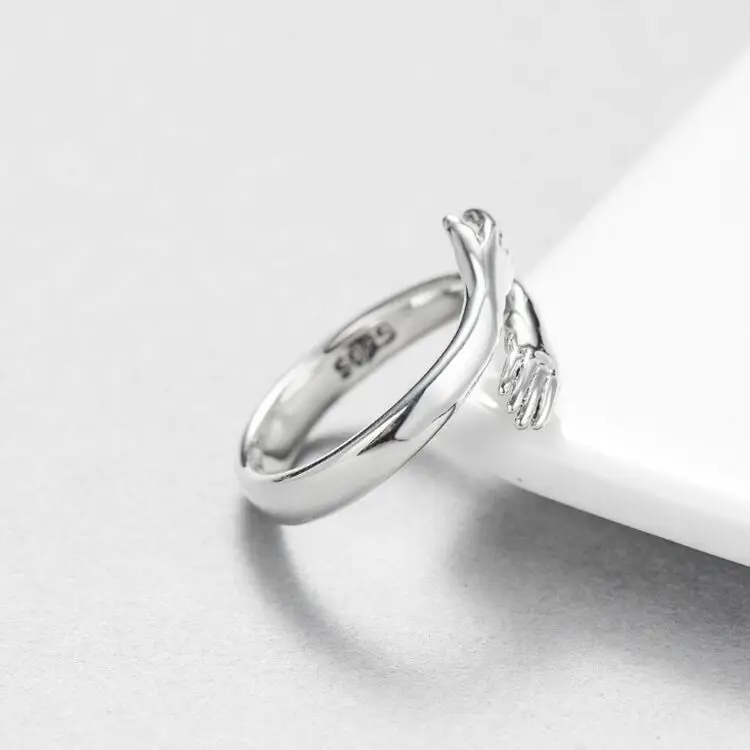 925 Sterling Silver 2021 Hug Cross Open Resizable Ring Adjustable Lovely Hand Rings For Women