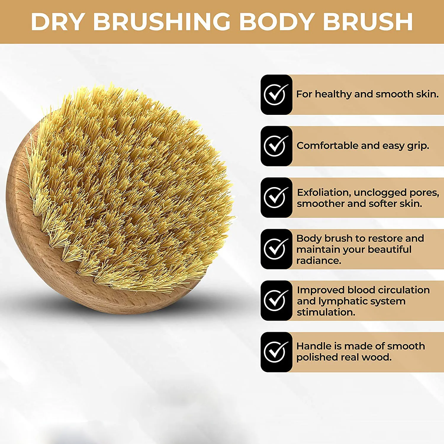 Round Wooden Body sisal Brush Shower Brush Loofah Bath Sponge 100% Natural
