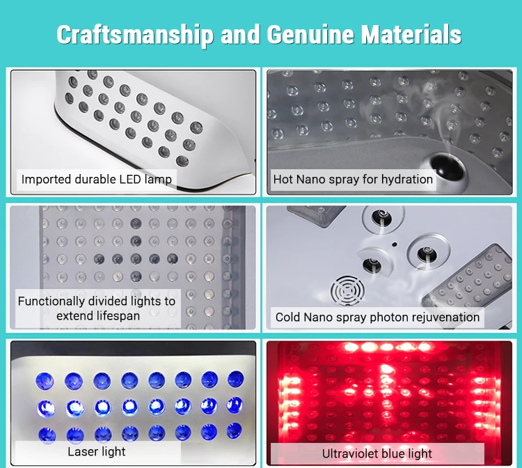 2024 Portable 9-color Spectrum Led Lights Facial Therapy Machine With Hot&cold Nano Spray