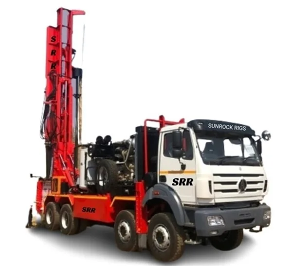 SUNROCK -250-300 DTHR 300 Meters (1000feet) Truck Mounted Water Well Drilling Machine for Sale Dth Cum Rotary Rig