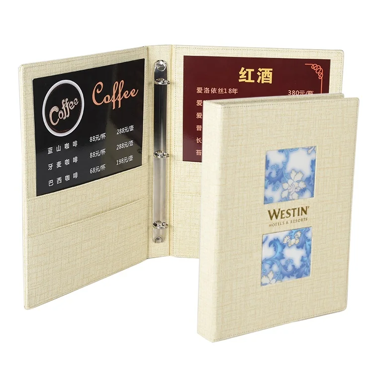 Заказной Премиум искусственная кожа Отель Ресторан держатель меню обложка рецепт Binder