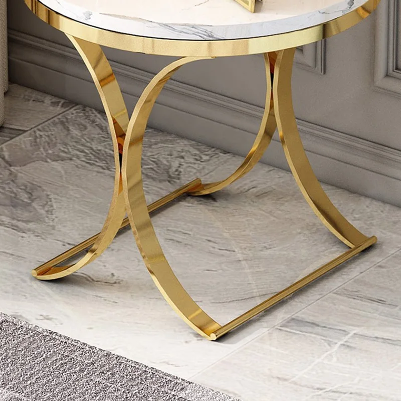 Minimalist Luxury Style Living room Furniture Modern stainless steel gold legs side table Hot Sale marble top round coffee table