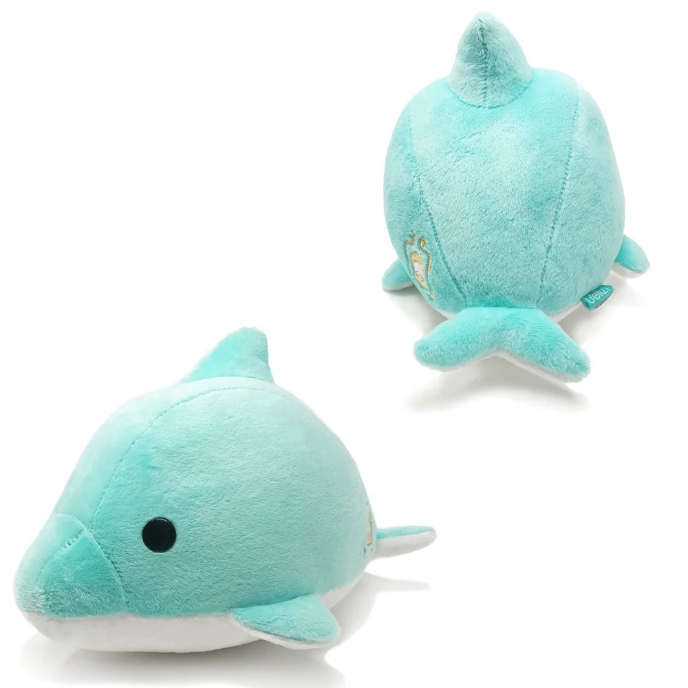 Custom good quality pink& sky blue stuffed dolphin plush pillow fluffy soft cute sea animal dolphins toy