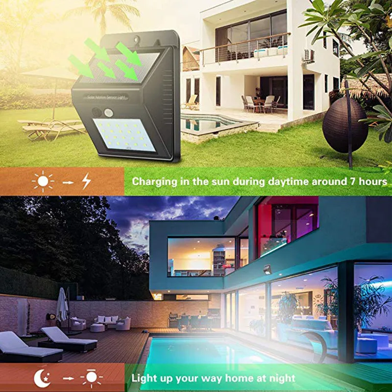 Wall Light Motion Sensor Home Outdoor Led Waterproof Luminous Auto Body Lamp Wireless Power