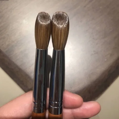 New soft sable blue metal handle uv gel customized acrylic kolinsky oval crimped nail brush boxes USA size  #8 #10 #12 #14 #16