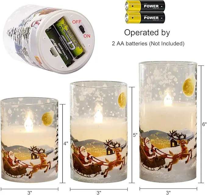Elk Flameless LED Candle lamp Snowflake Pillar LED Candles Electronic LED Candle for Christmas Decor Desktop decorations