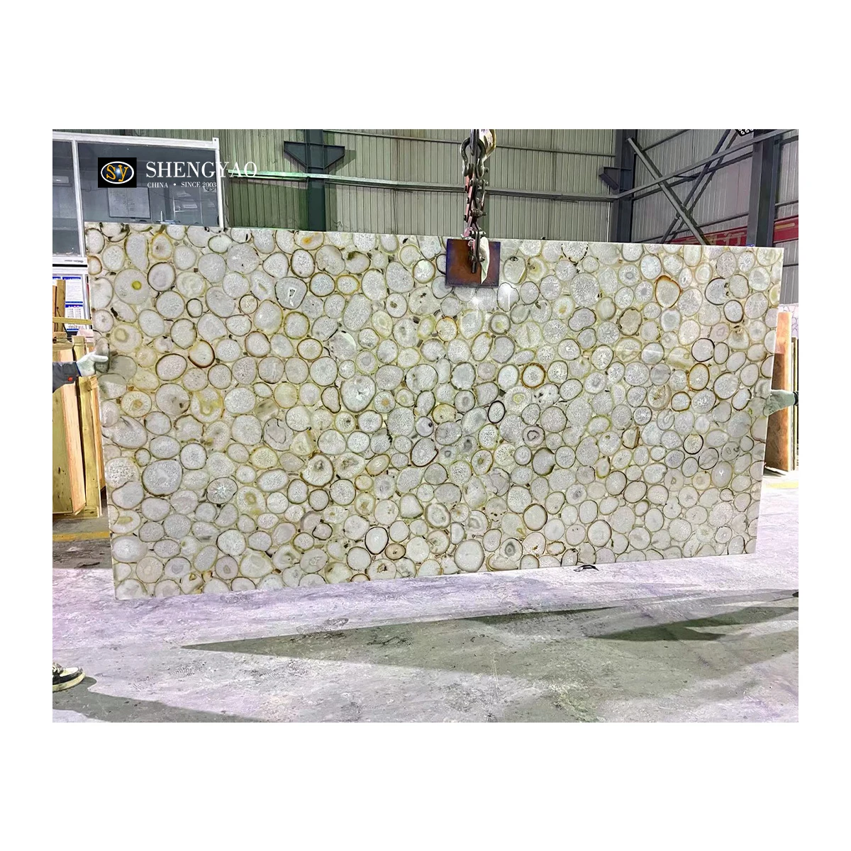 Custom Polished Natural White Crystal Quartz Agate Semi Precious Stone Slab and Tile